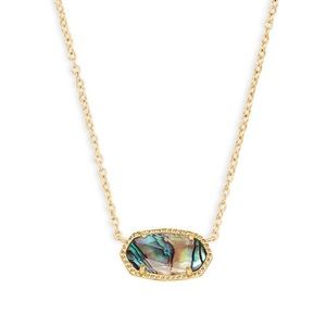 Elisa Gold Pendant Necklace w/ Bag - Abalone Shell